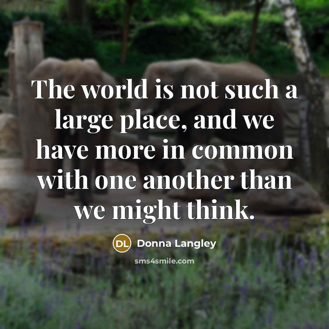 “The world is not such a large place, and we have more in common with one another than we might think.” quote by Donna Langley