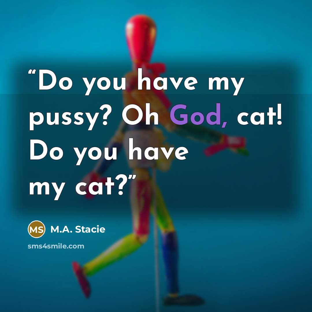 “Do you have my pussy? Oh God, cat! Do you have my cat?” quote by M.A. Stacie