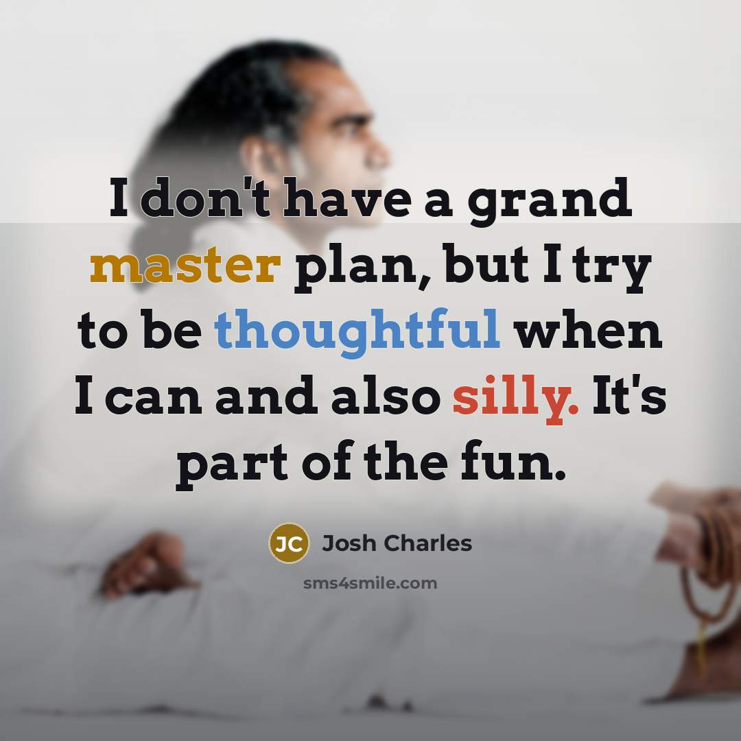 “I don't have a grand master plan, but I try to be thoughtful when I can and also silly. It's part of the fun.” quote by Josh Charles