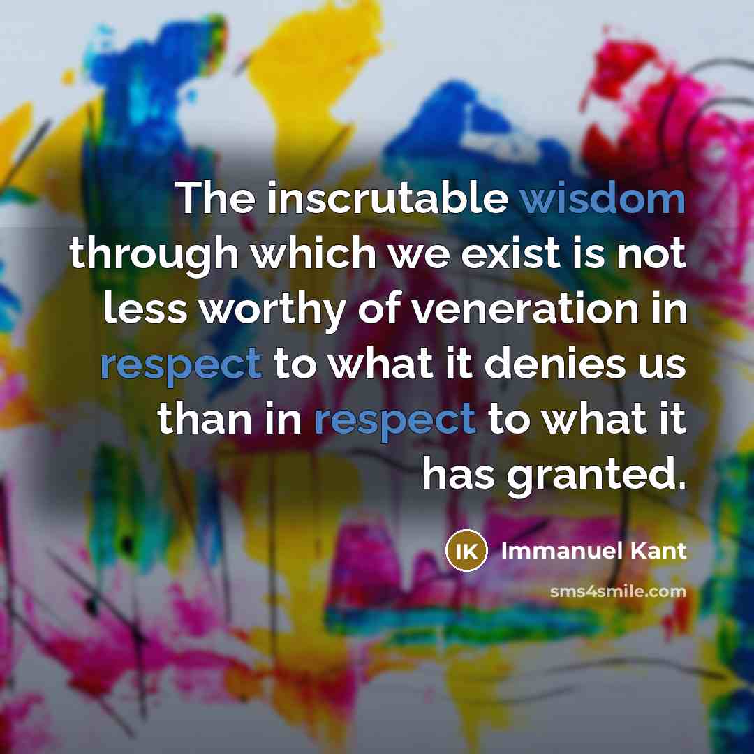 “The inscrutable wisdom through which we exist is not less worthy of veneration in respect to what it denies us than in respect to what it has granted.” quote by Immanuel Kant