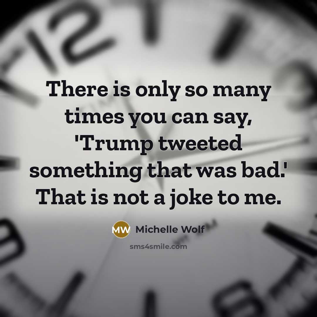 “There is only so many times you can say, 'Trump tweeted something that was bad.' That is not a joke to me.” quote by Michelle Wolf
