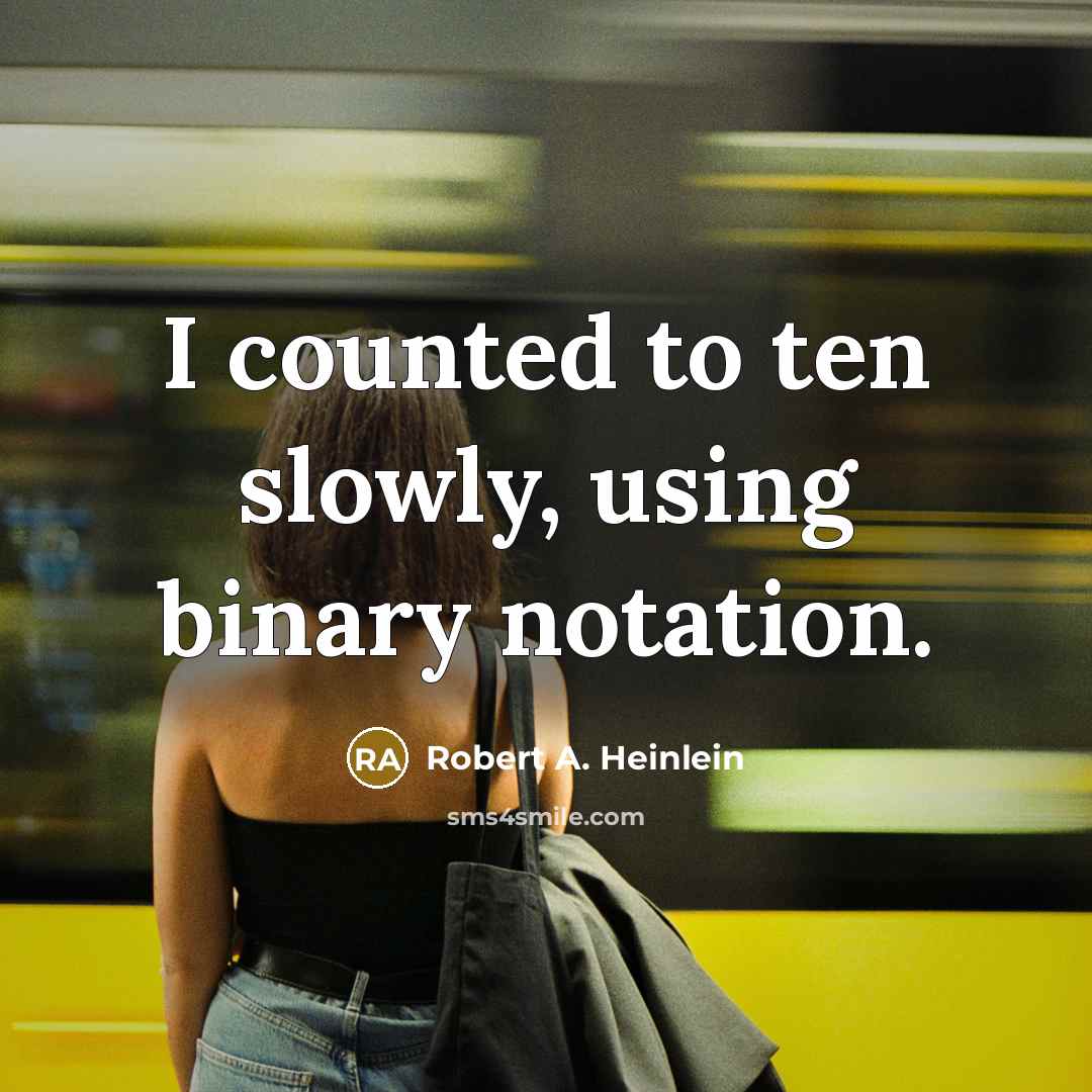 “I counted to ten slowly, using binary notation.” quote by Robert A. Heinlein