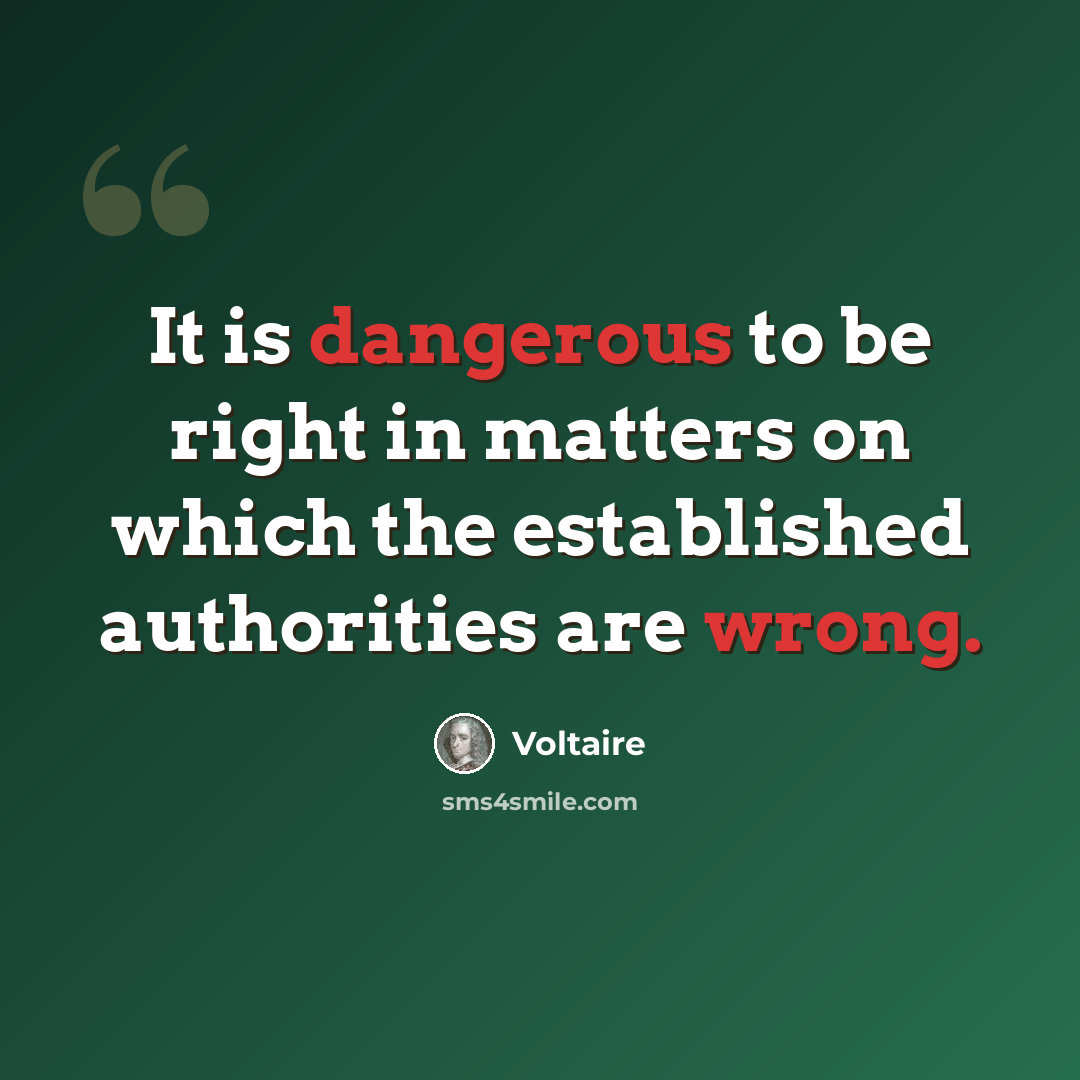 “It is dangerous to be right in matters on which the established authorities are wrong.” quote by Voltaire
