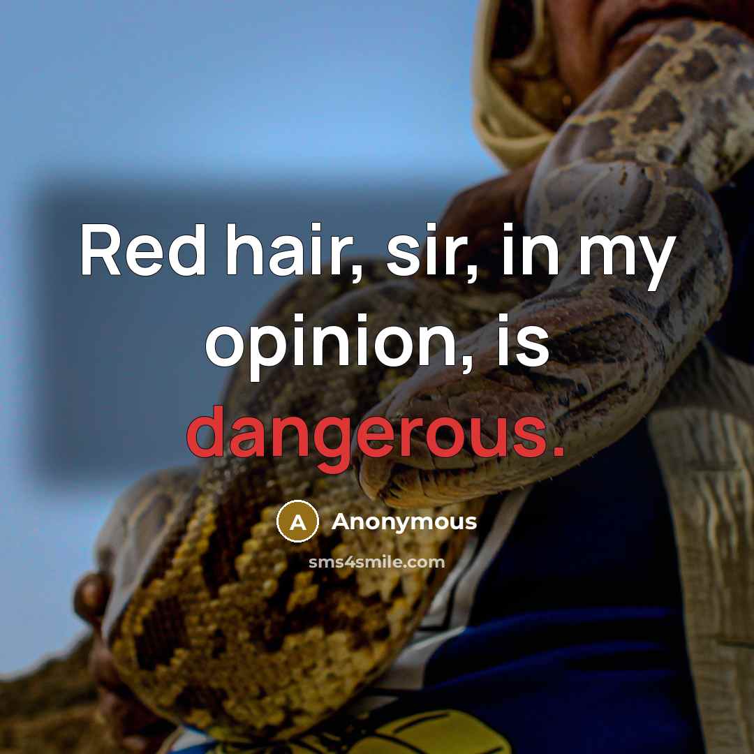“Red hair, sir, in my opinion, is dangerous.” quote by Anonymous