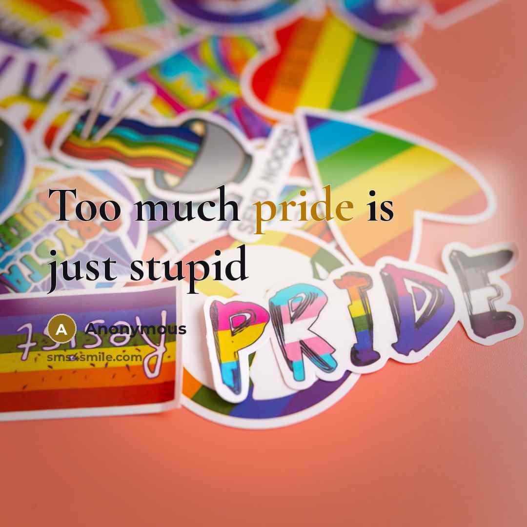 “Too much pride is just stupid” quote by Anonymous