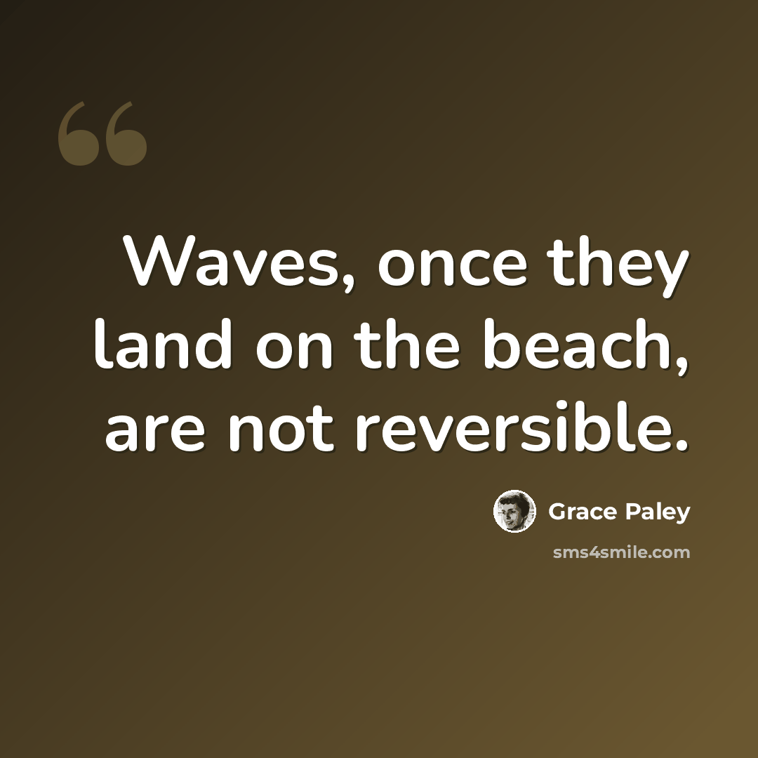 “Waves, once they land on the beach, are not reversible.” quote by Grace Paley