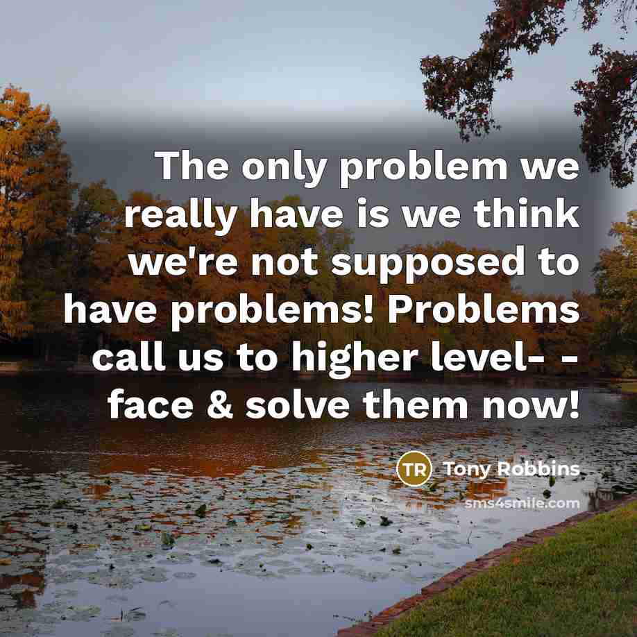 “The only problem we really have is we think we're not supposed to have problems! Problems call us to higher level- - face & solve them now!” quote by Tony Robbins