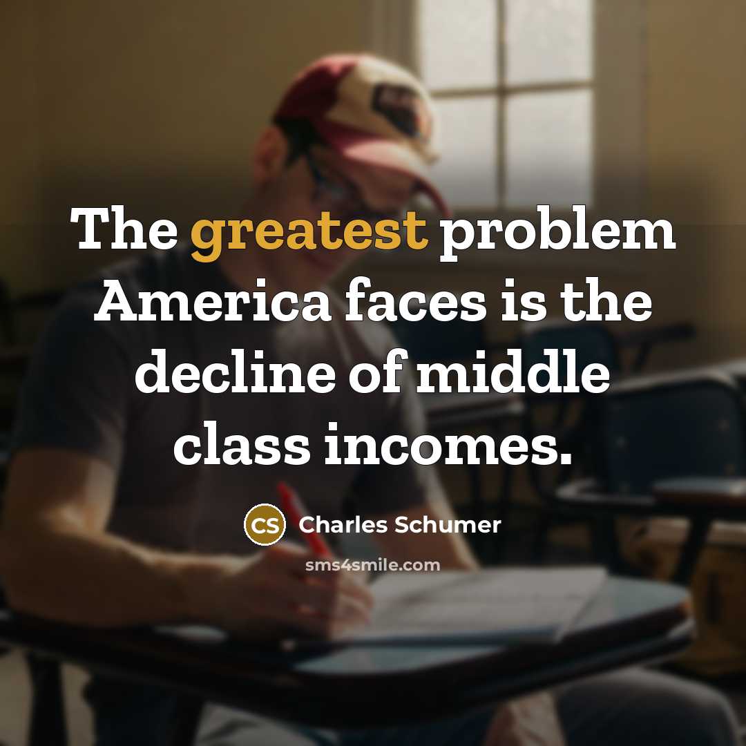 “The greatest problem America faces is the decline of middle class incomes.” quote by Charles Schumer