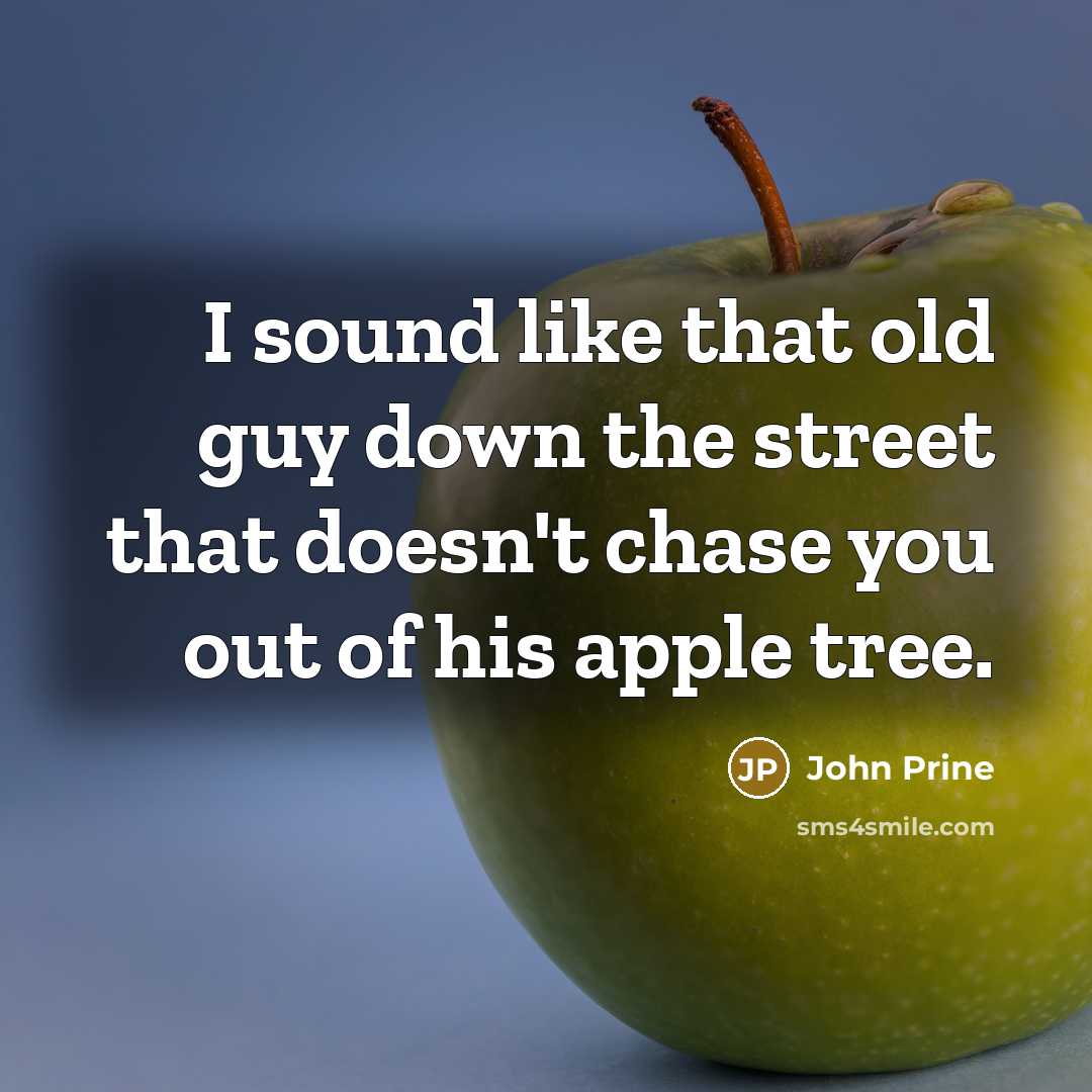 “I sound like that old guy down the street that doesn't chase you out of his apple tree.” quote by John Prine