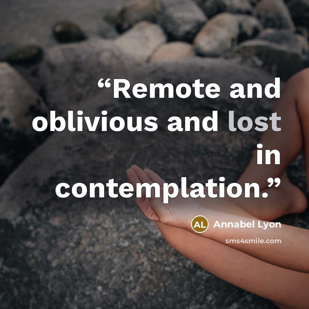 “Remote and oblivious and lost in contemplation.” quote by Annabel Lyon