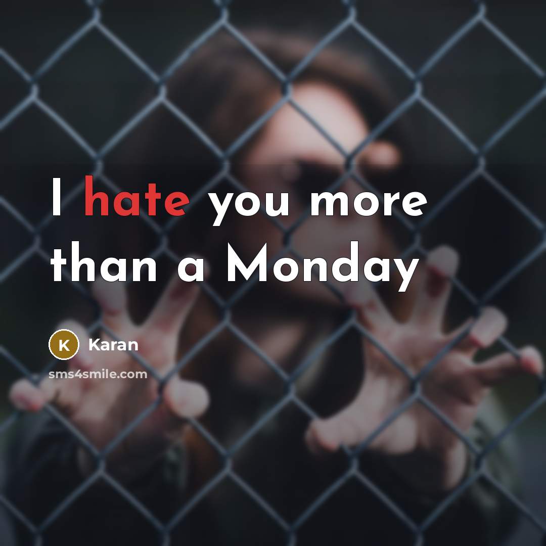“I hate you more than a Monday” quote by Karan