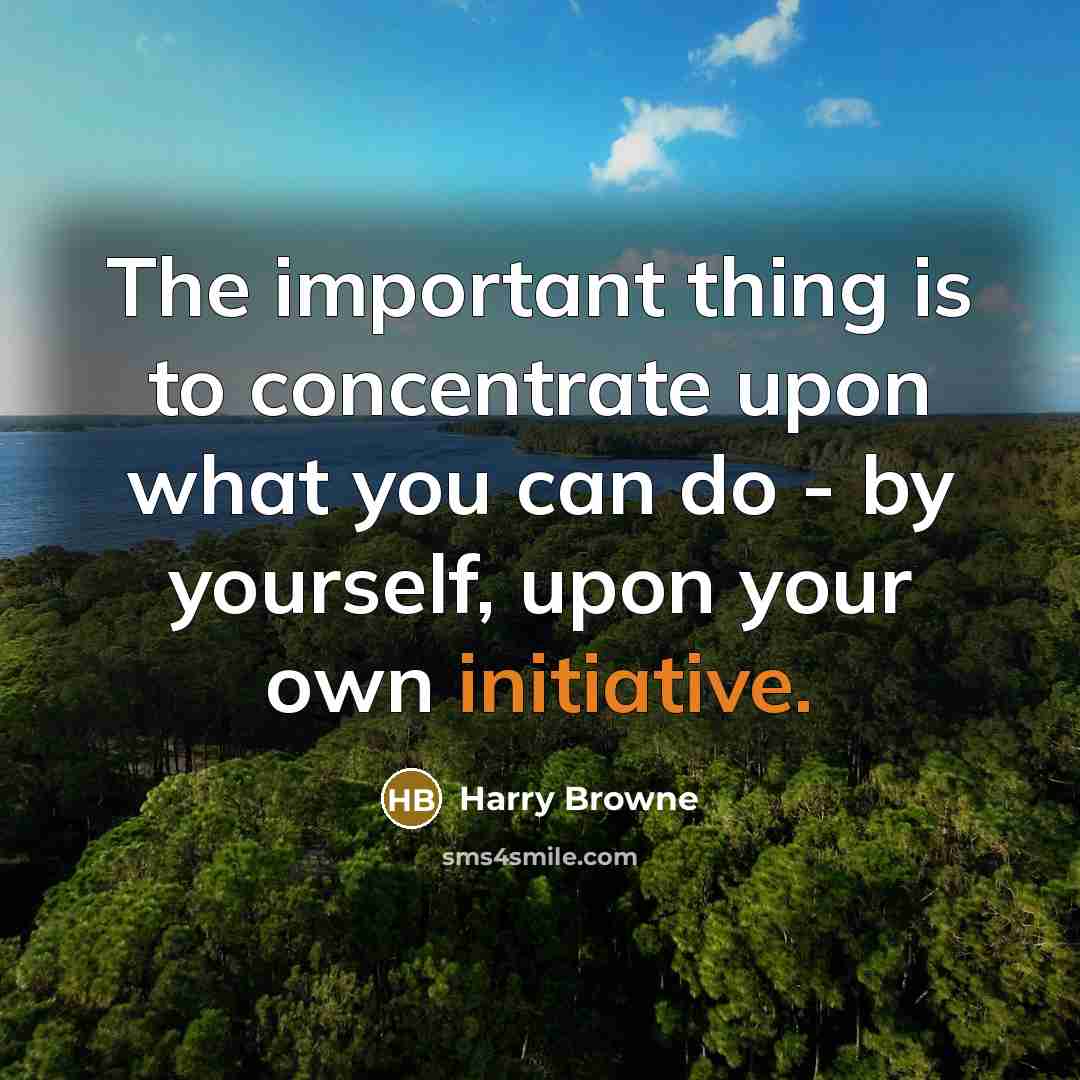 “The important thing is to concentrate upon what you can do - by yourself, upon your own initiative.” quote by Harry Browne