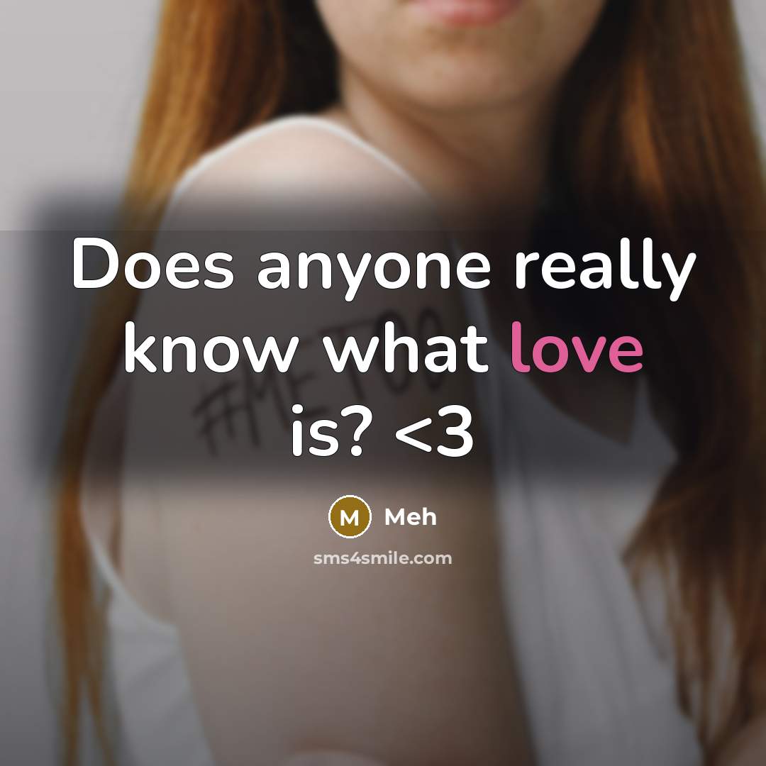 “Does anyone really know what love is?” quote by Meh