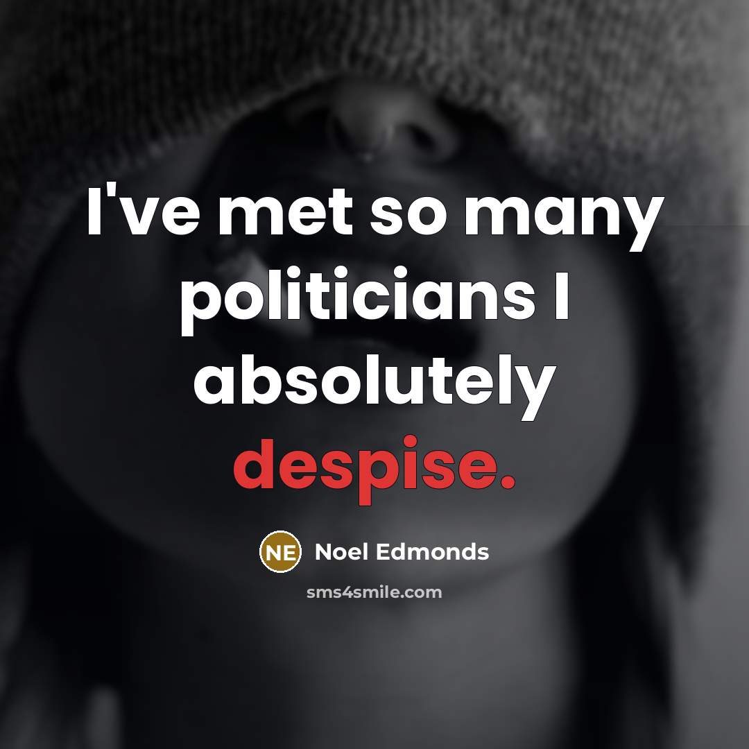 “I've met so many politicians I absolutely despise.” quote by Noel Edmonds