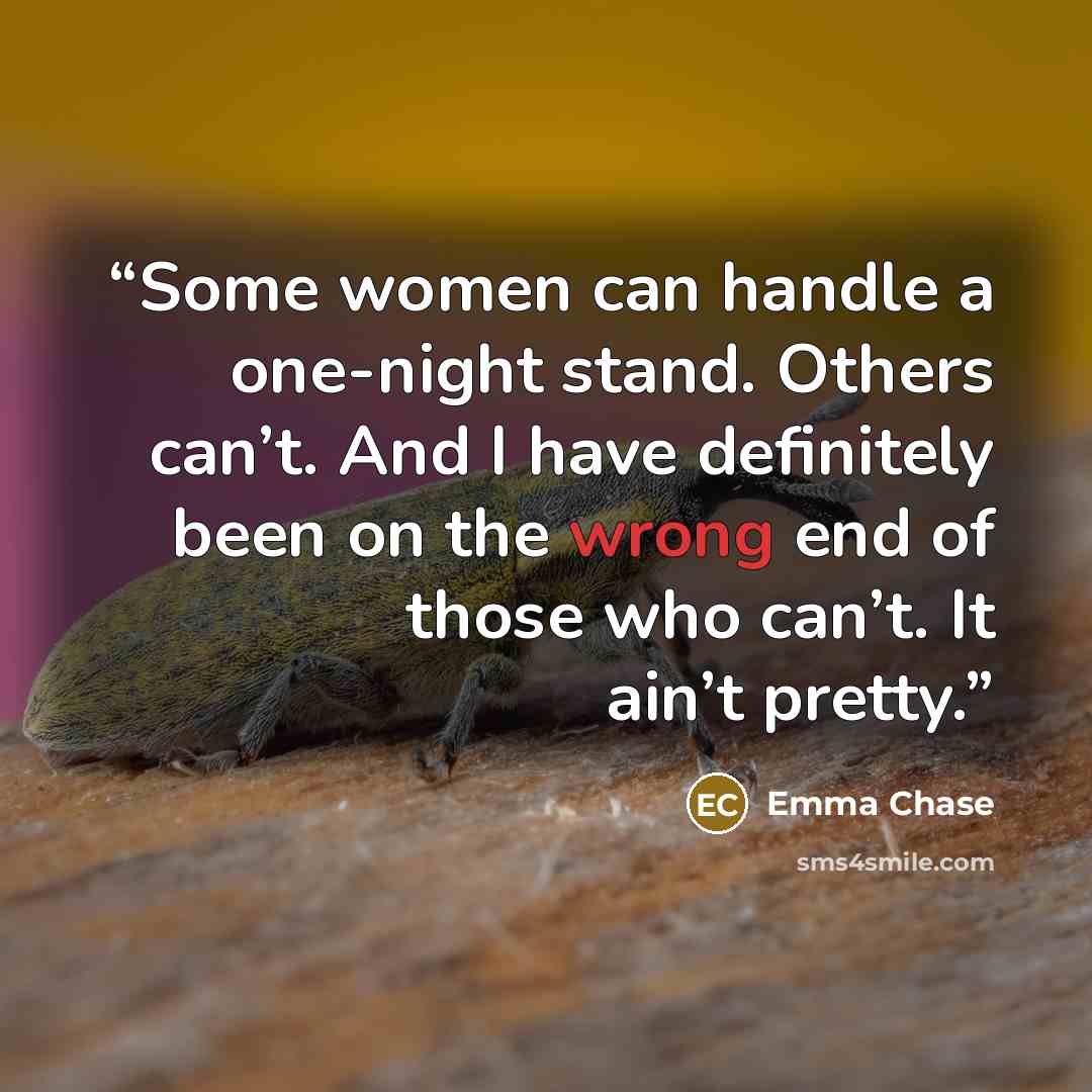 “Some women can handle a one-night stand. Others can’t. And I have definitely been on the wrong end of those who can’t. It ain’t pretty.” quote by Emma Chase