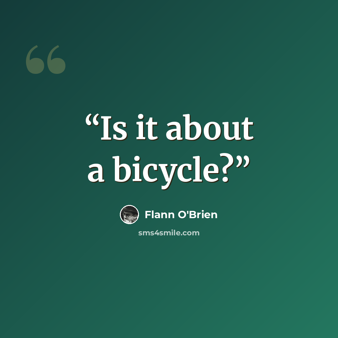 “Is it about a bicycle?” quote by Flann O'Brien