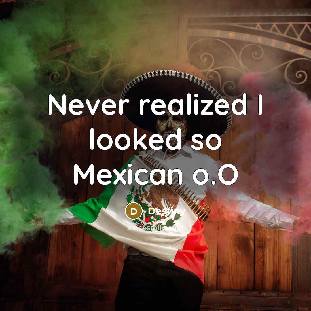 “Never realized I looked so Mexican o.O” quote by Destiny