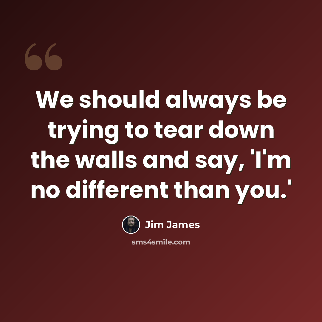 “We should always be trying to tear down the walls and say, 'I'm no different than you.'” quote by Jim James