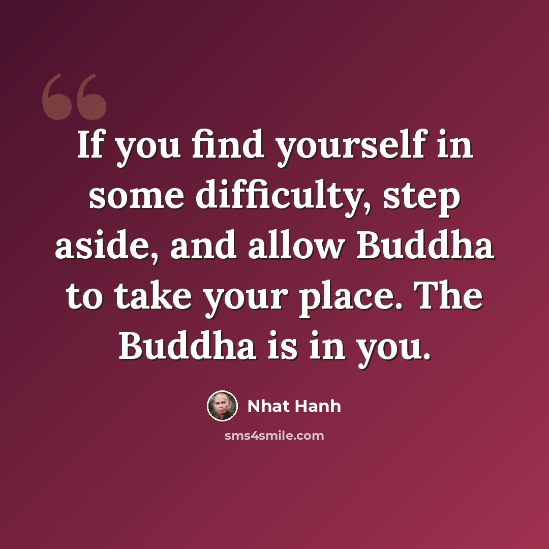 “If you find yourself in some difficulty, step aside, and allow Buddha to take your place. The Buddha is in you.” quote by Nhat Hanh