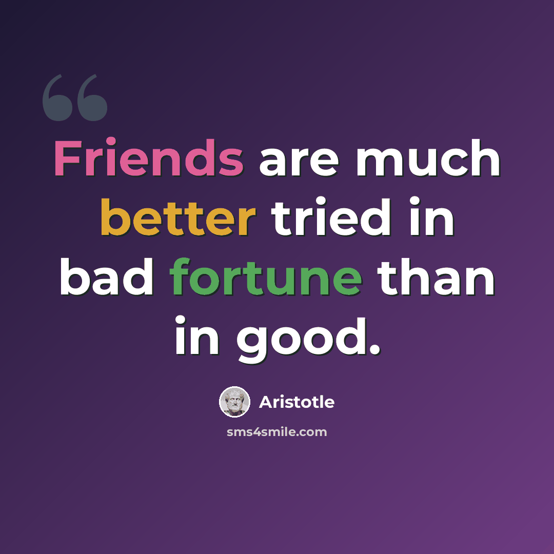 “Friends are much better tried in bad fortune than in good.” quote by Aristotle