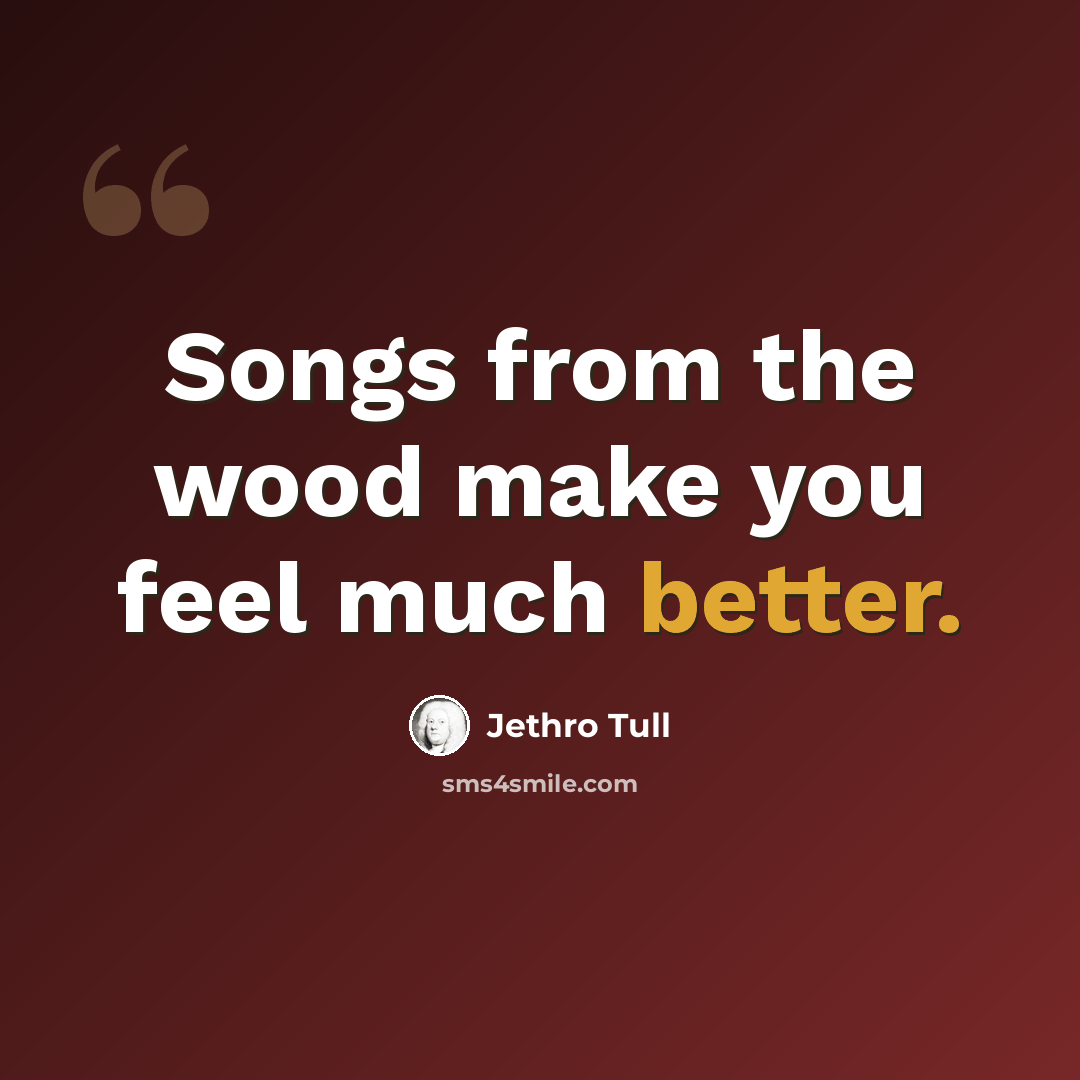 “Songs from the wood make you feel much better.” quote by Jethro Tull
