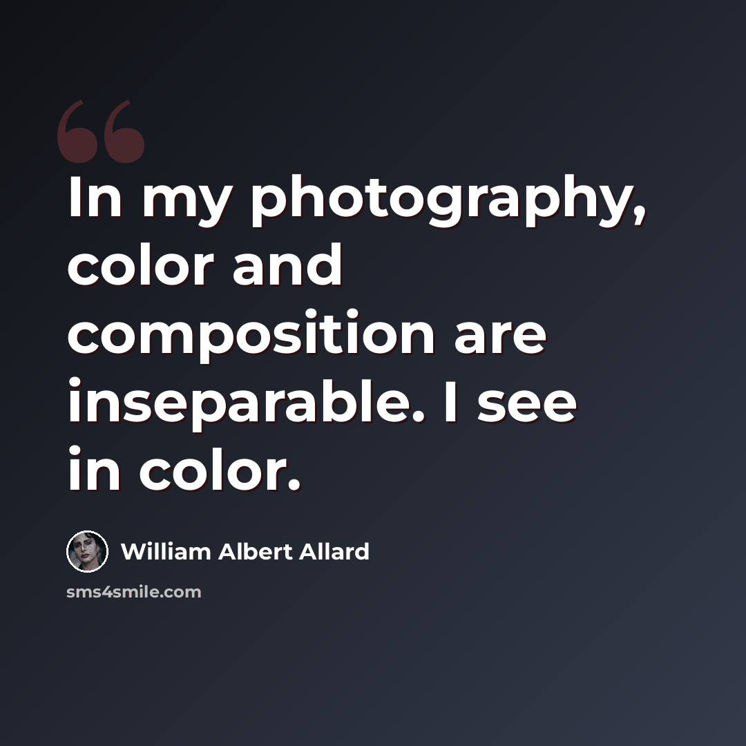 “In my photography, color and composition are inseparable. I see in color.” quote by William Albert Allard