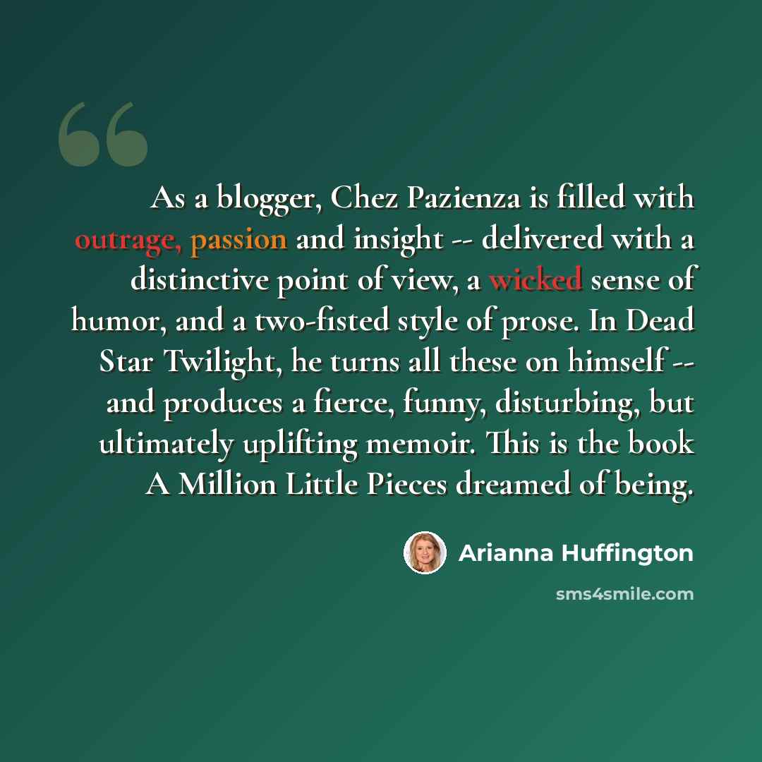“As a blogger, Chez Pazienza is filled with outrage, passion and insight -- delivered with a distinctive point of view, a wicked sense of humor, and a two-fisted style of prose. In Dead Star Twilight, he turns all these on himself -- and produces a fierce, funny, disturbing, but ultimately…” quote by Arianna Huffington
