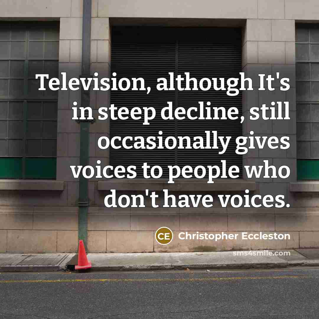 “Television, although It's in steep decline, still occasionally gives voices to people who don't have voices.” quote by Christopher Eccleston