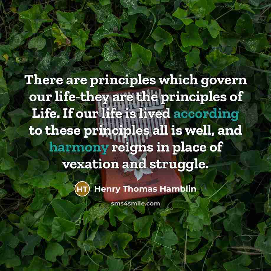 “There are principles which govern our life-they are the principles of Life. If our life is lived according to these principles all is well, and harmony reigns in place of vexation and struggle.” quote by Henry Thomas Hamblin