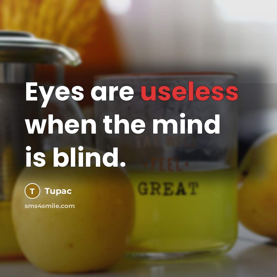 “Eyes are useless when the mind is blind.” quote by Tupac