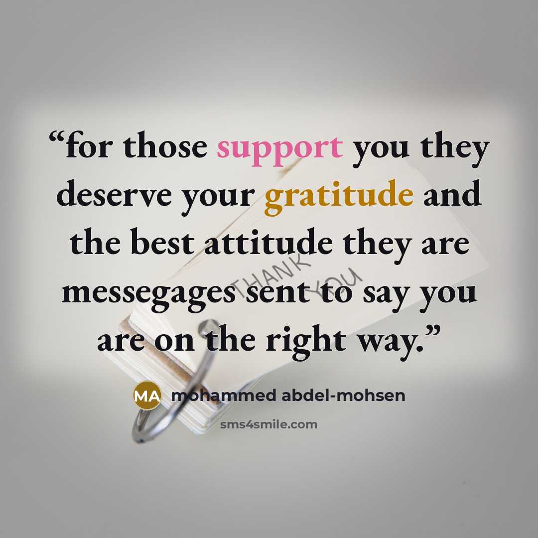“for those support you they deserve your gratitude and the best attitude they are messegages sent to say you are on the right way.” quote by mohammed abdel-mohsen