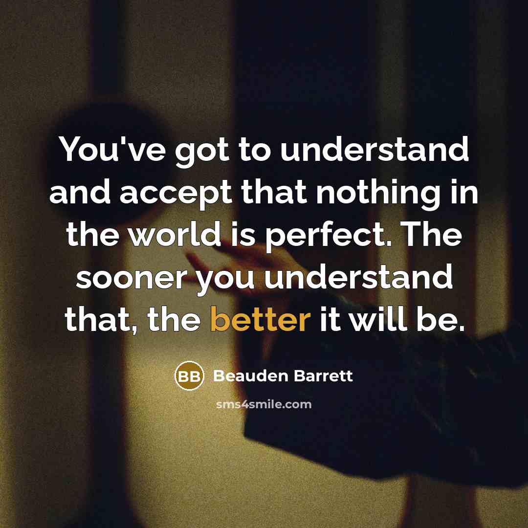 “You've got to understand and accept that nothing in the world is perfect. The sooner you understand that, the better it will be.” quote by Beauden Barrett