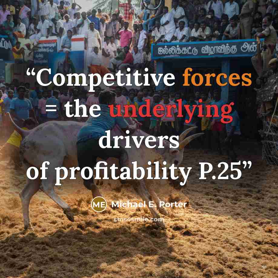 “Competitive forces = the underlying drivers of profitability P.25” quote by Michael E. Porter