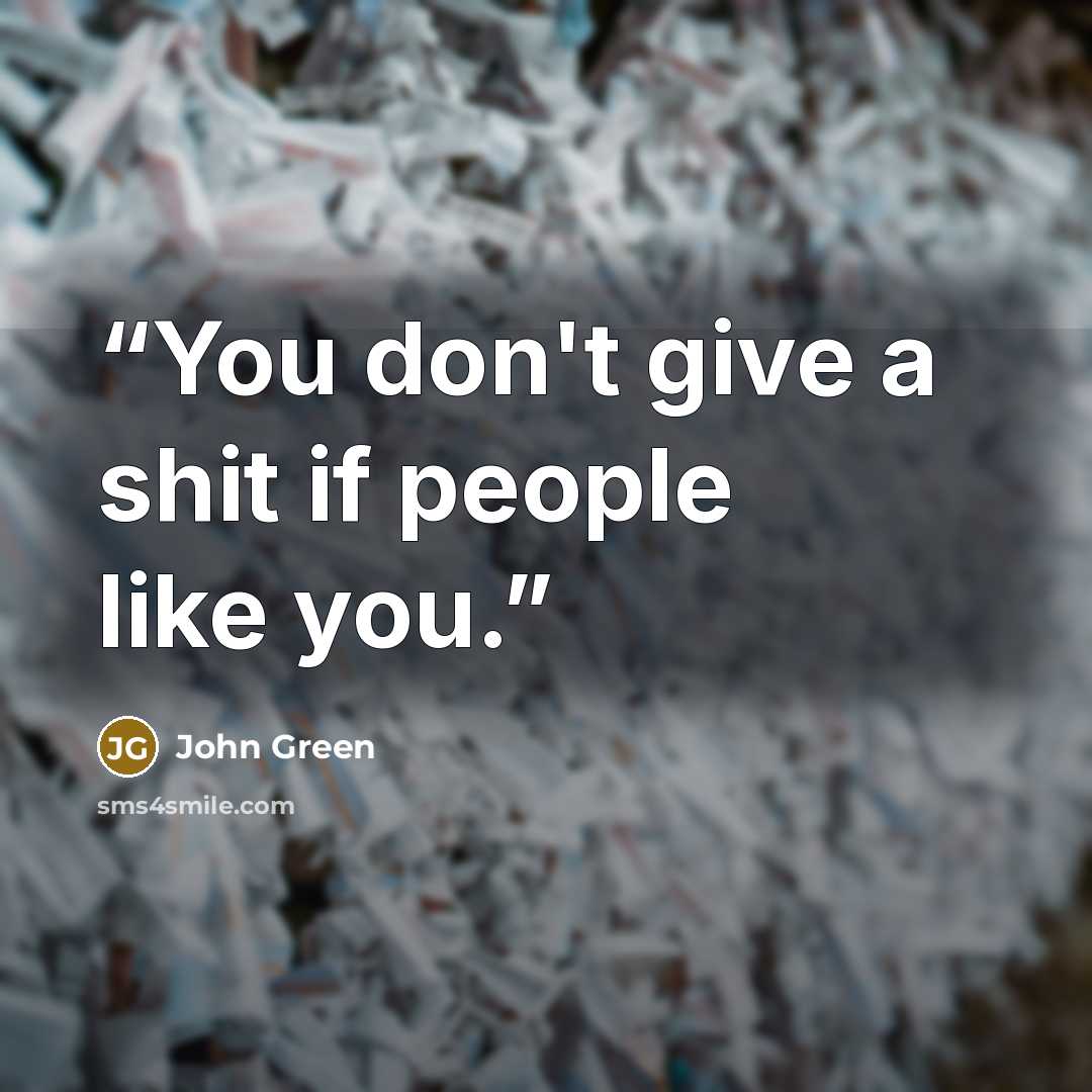 “You don't give a shit if people like you.” quote by John Green