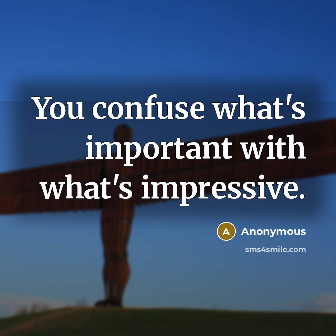 “You confuse what's important with what's impressive.” quote by Anonymous