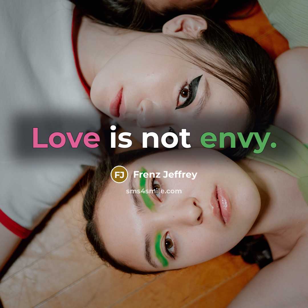 “Love is not envy.” quote by Frenz Jeffrey