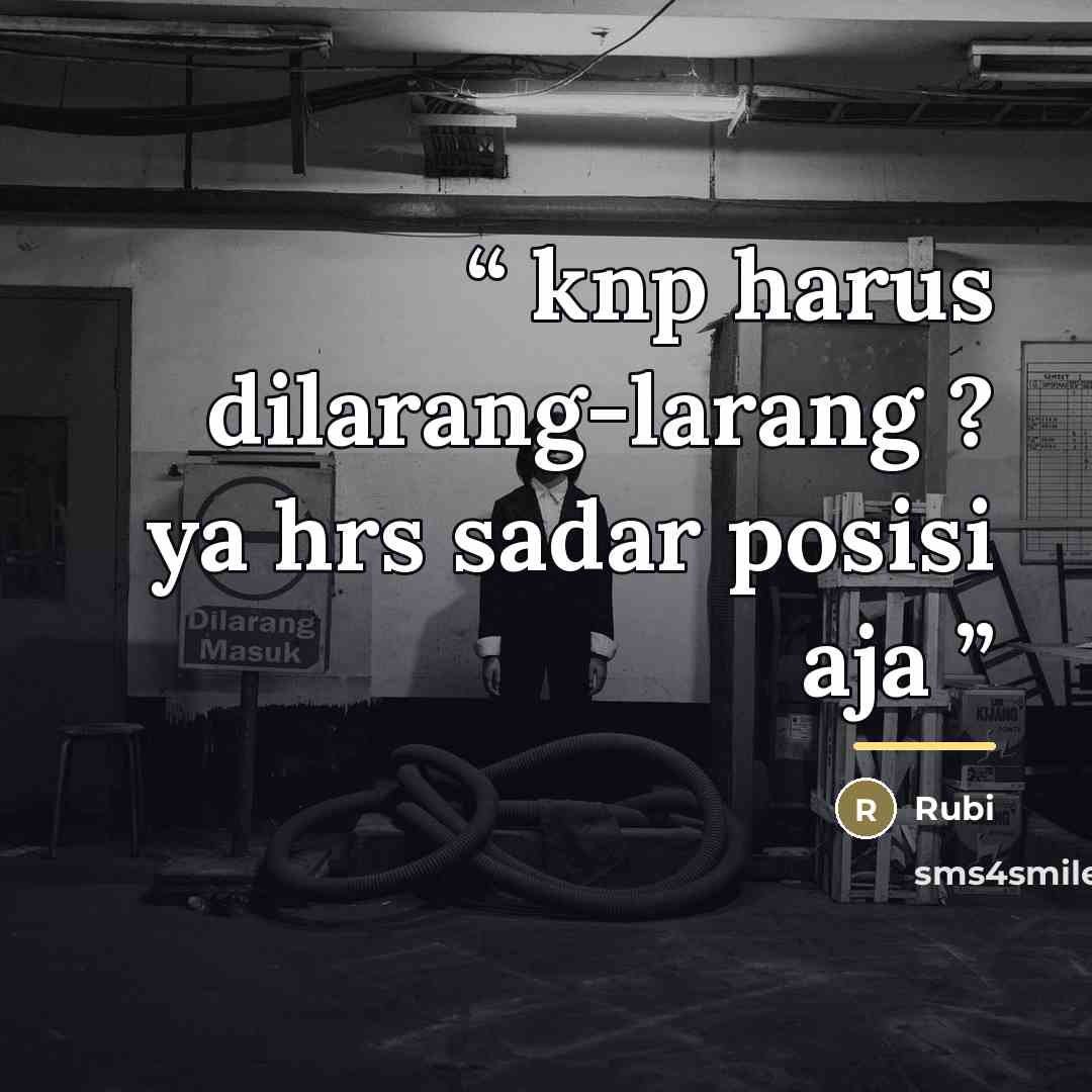 “knp harus dilarang-larang ? ya hrs sadar posisi aja” quote by Rubi