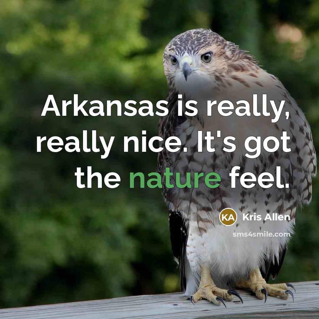 “Arkansas is really, really nice. It's got the nature feel.” quote by Kris Allen