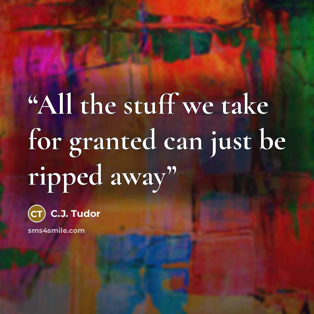 “All the stuff we take for granted can just be ripped away” quote by C.J. Tudor