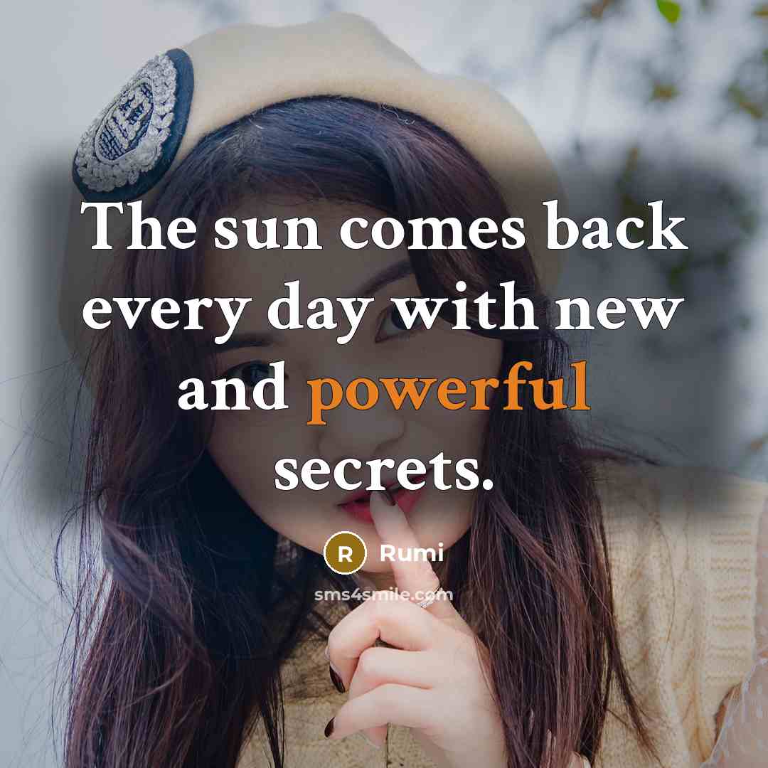 “The sun comes back every day with new and powerful secrets.” quote by Rumi