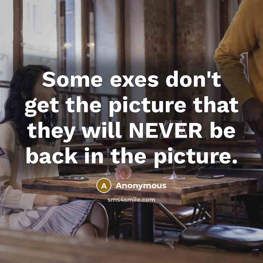 “Some exes don't get the picture that they will NEVER be back in the picture.” quote by Anonymous