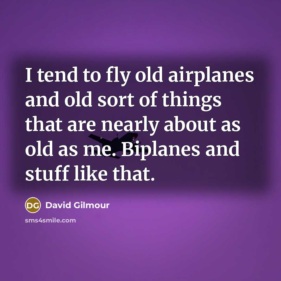 “I tend to fly old airplanes and old sort of things that are nearly about as old as me. Biplanes and stuff like that.” quote by David Gilmour