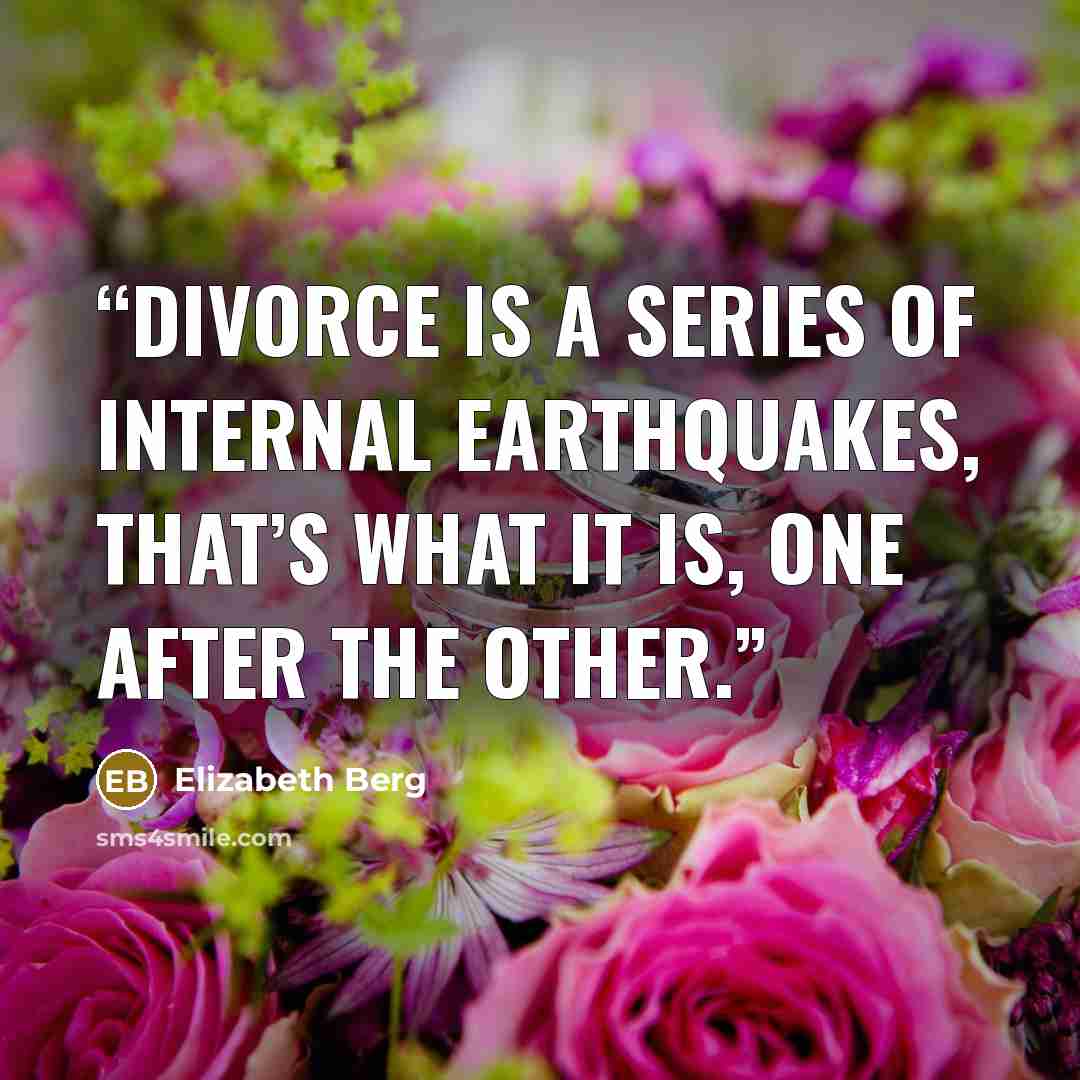 “Divorce is a series of internal earthquakes, that’s what it is, one after the other.” quote by Elizabeth Berg