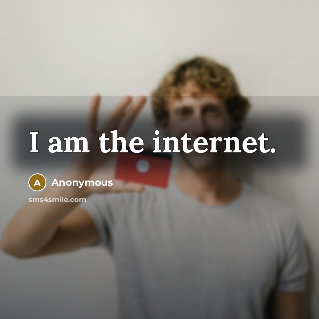“I am the internet.” quote by Anonymous