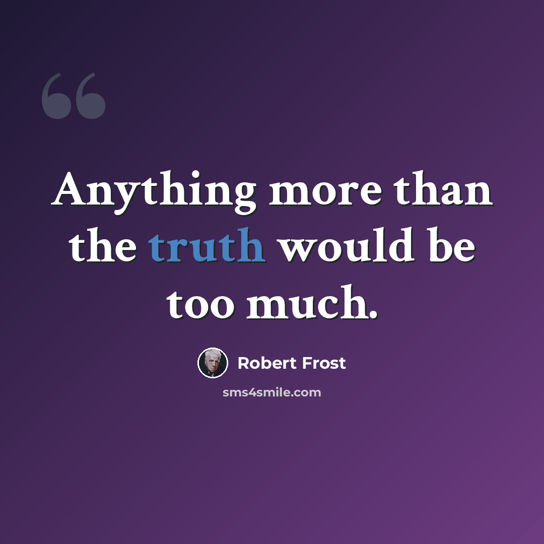 “Anything more than the truth would be too much.” quote by Robert Frost