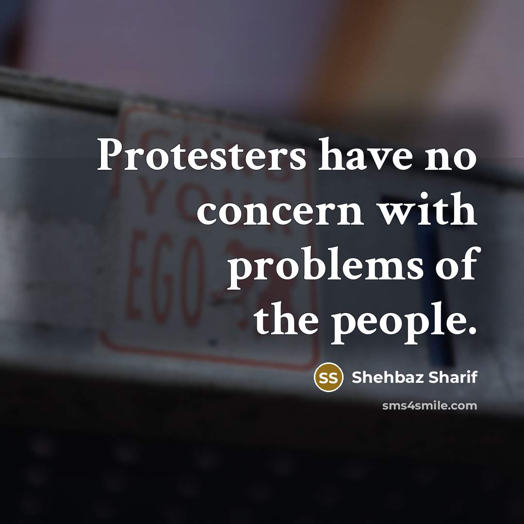 “Protesters have no concern with problems of the people.” quote by Shehbaz Sharif