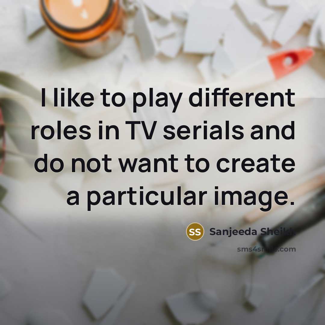 “I like to play different roles in TV serials and do not want to create a particular image.” quote by Sanjeeda Sheikh