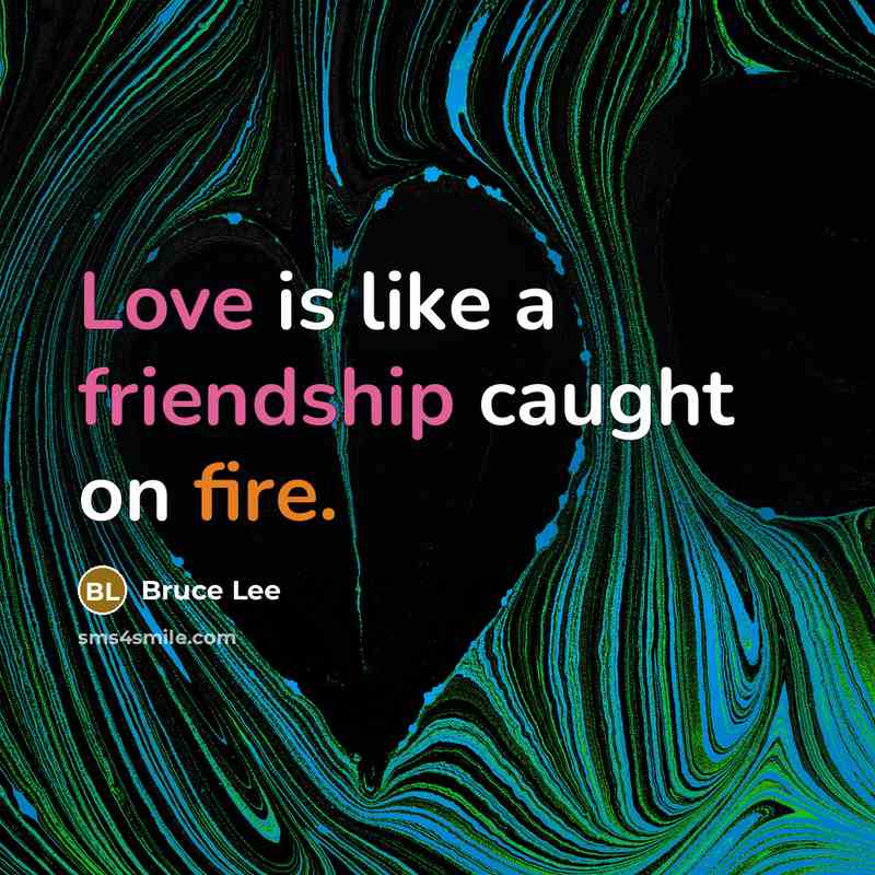 “Love is like a friendship caught on fire.” quote by Bruce Lee