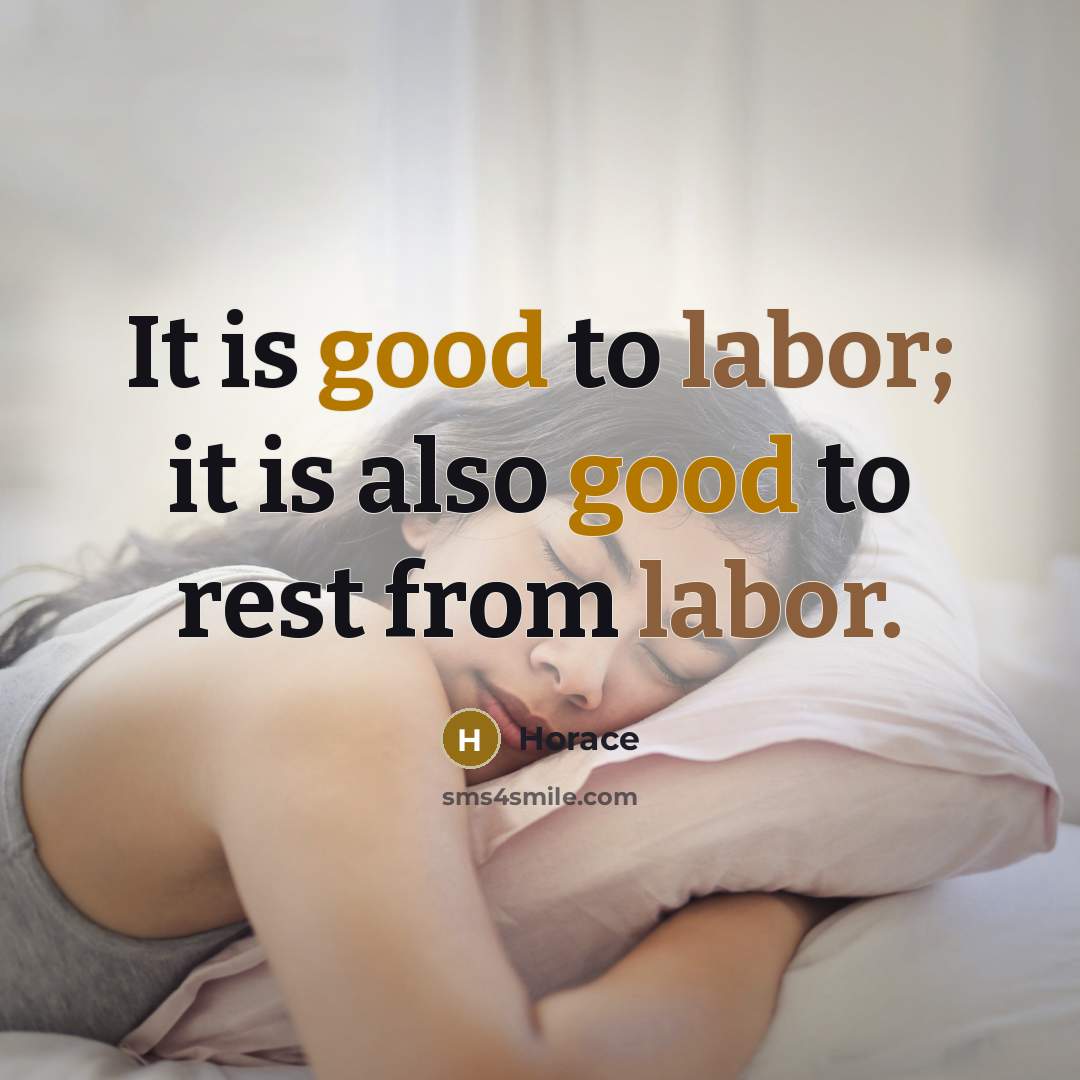 “It is good to labor; it is also good to rest from labor.” quote by Horace