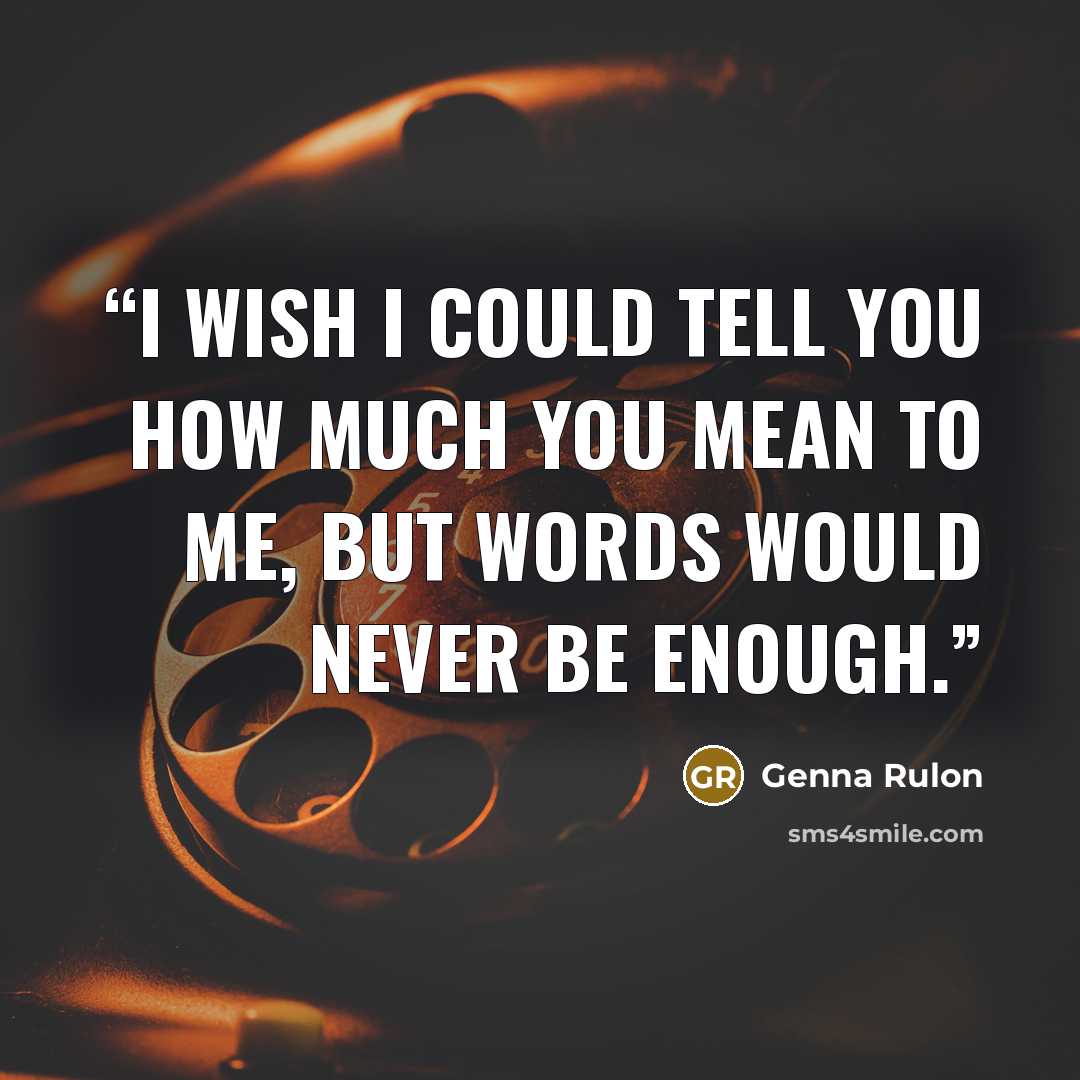 “I wish I could tell you how much you mean to me, but words would never be enough.” quote by Genna Rulon